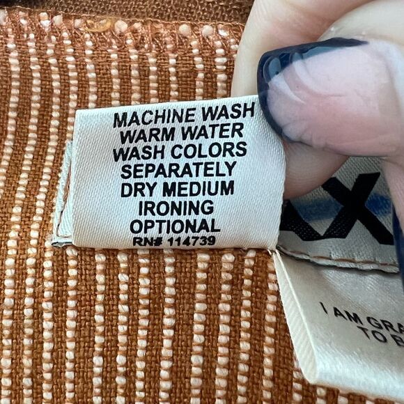 Flax Rust Brown 100% Linen Long Sleeve Button Front Shirt Jacket Small - Picture 10 of 10